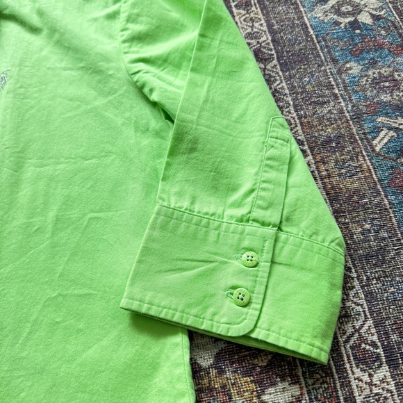 Green Ralph Lauren Polo Three-Quarter Sleeve Button-Up - Prep Style 100% Cotton - Picture 4 of 7